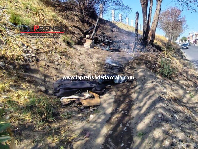 Prenden fuego a casa improvisada de “homeless” en Apizaco.