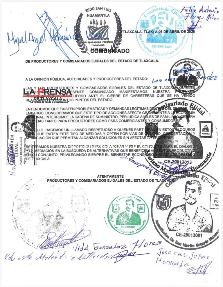 Productores de Tlaxcala rechazan bloqueos carreteros y llaman al diálogo