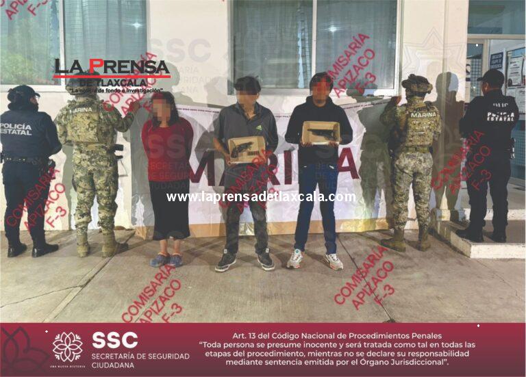 Detienen SSC y Marina a tres sujetos por robo en Tetla.