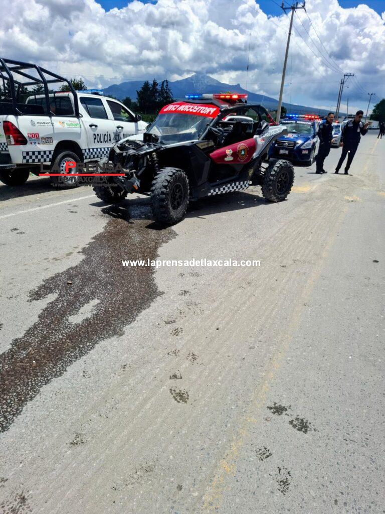 Unidad de Protección Civil de Huamantla Sufre Percance Vehicular Atendiendo Emergencia.