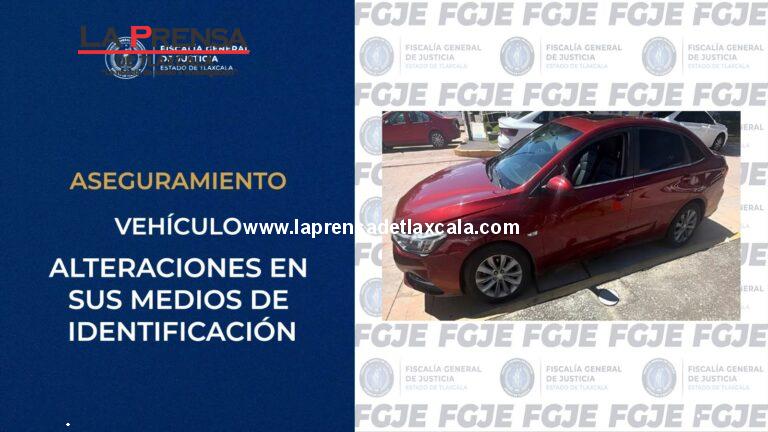 Asegura FGJE vehículo con alteraciones en sus medios de identificación.