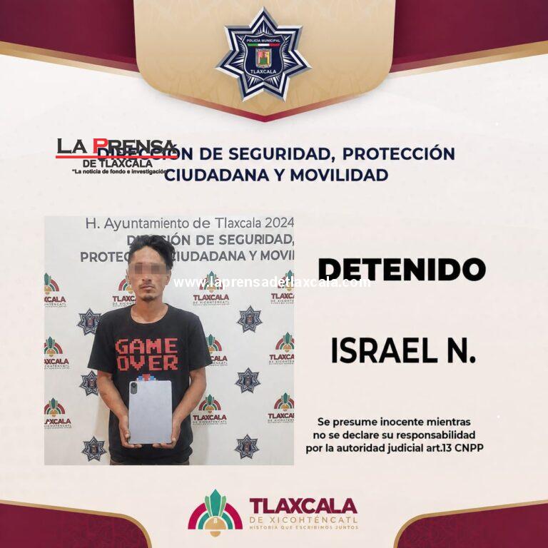 Policía municipal de Tlaxcala captura y pone a disposición de la Fiscalía a presunto ladrón.