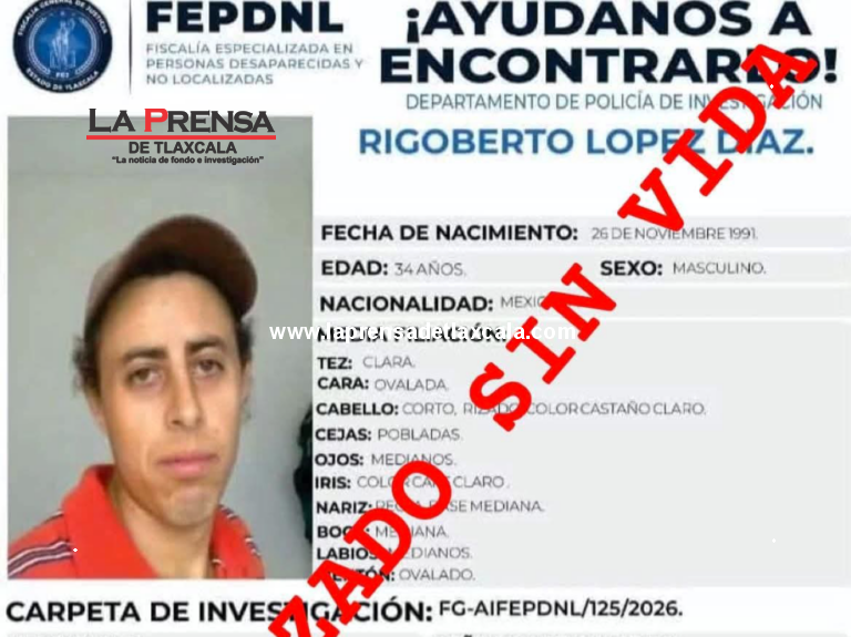 Localizan sin vida a persona reportada como desaparecida en Altzayanca