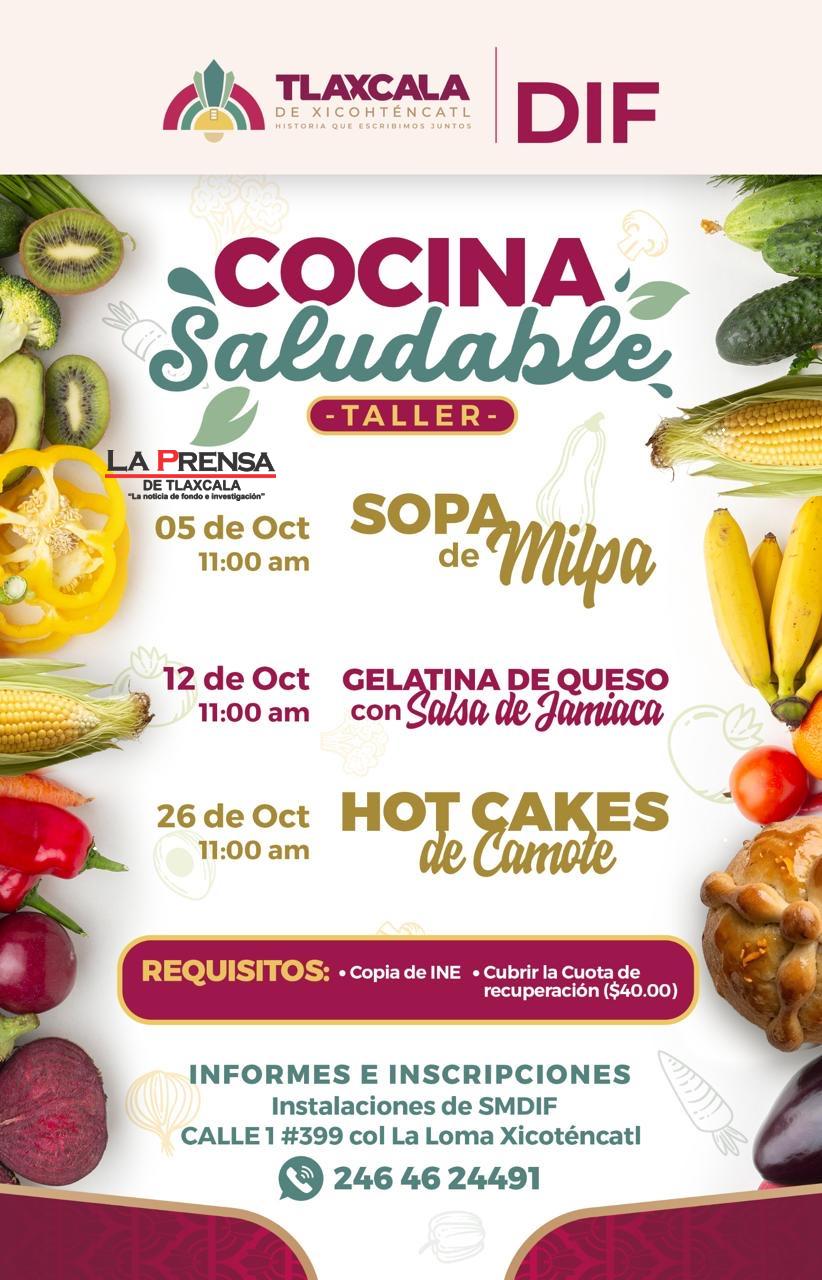 Lanza ayuntamiento de Tlaxcala convocatoria para participar en el taller de “cocina saludabl”