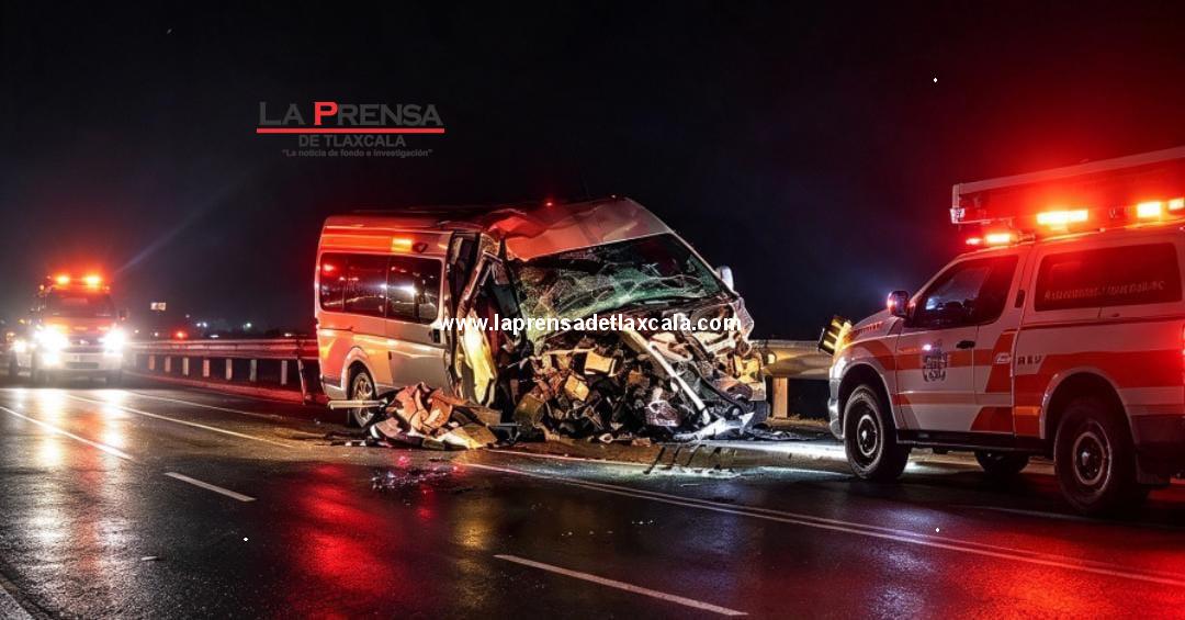 Colisión de unidad de transporte público en la carretera Huamantla–Puebla